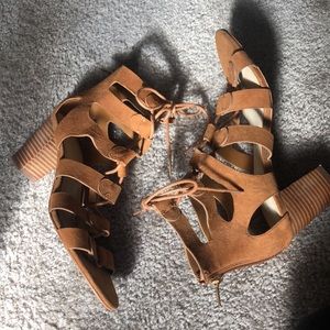 Marc Fisher Paradox Suede Leather Lace-Up Block Heel Sandal